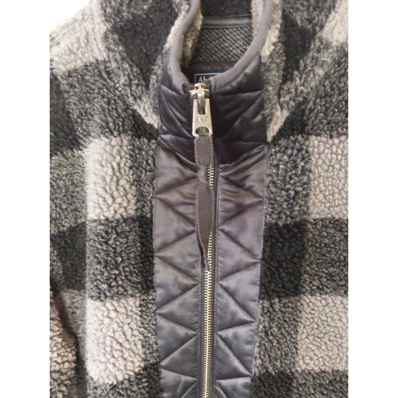 Abercrombie & Fitch Buffalo Check Fleece Jacket Women's Sz Large Gray/Black - Picture 3 of 8